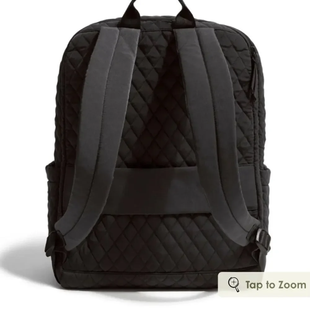 Vera Bradley Black Moonless Night Quilted Polyester Large Laptop Backpack 31 L